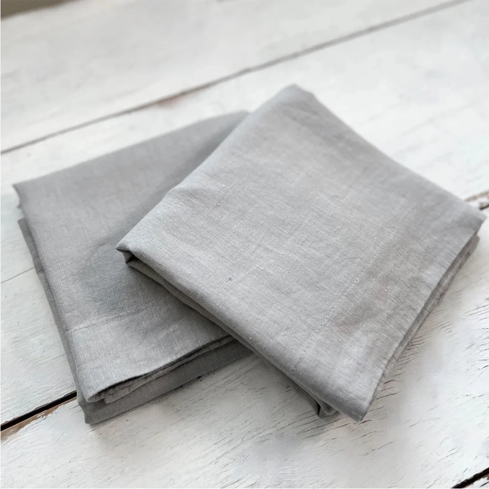RARE 2 Restoration Hardware Stonewashed Belgian Flax Linen Standard Shams Gray